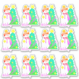 Adesivo Neve Com Pinks E Verde