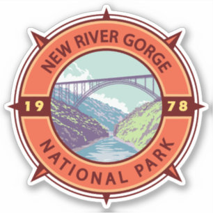 Adesivo New River Gorge National Park Retro Compass Emblem