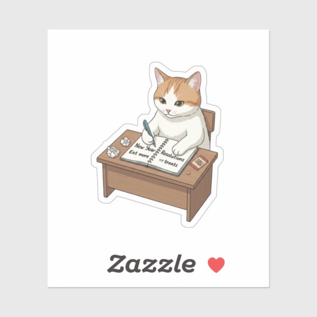 Adesivo New Year Resolution Cat Eat More Treats Planner (Folha)