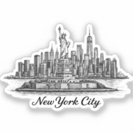 Adesivo New York City Skyline Line Art Illustration
