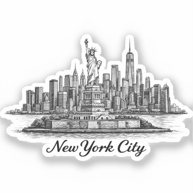 Adesivo New York City Skyline Line Art Illustration (Frente)