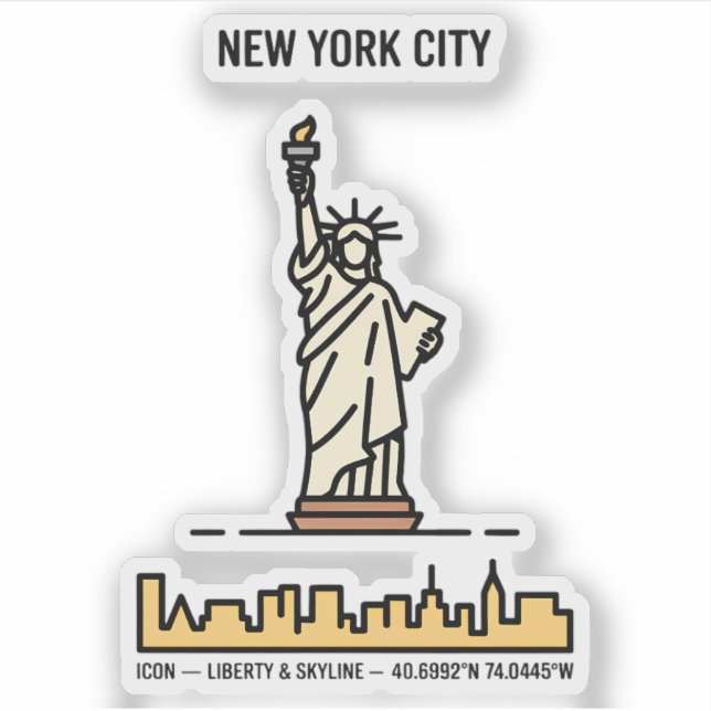 Adesivo New York Statse of Liberty Minimalist Line Art (Frente)
