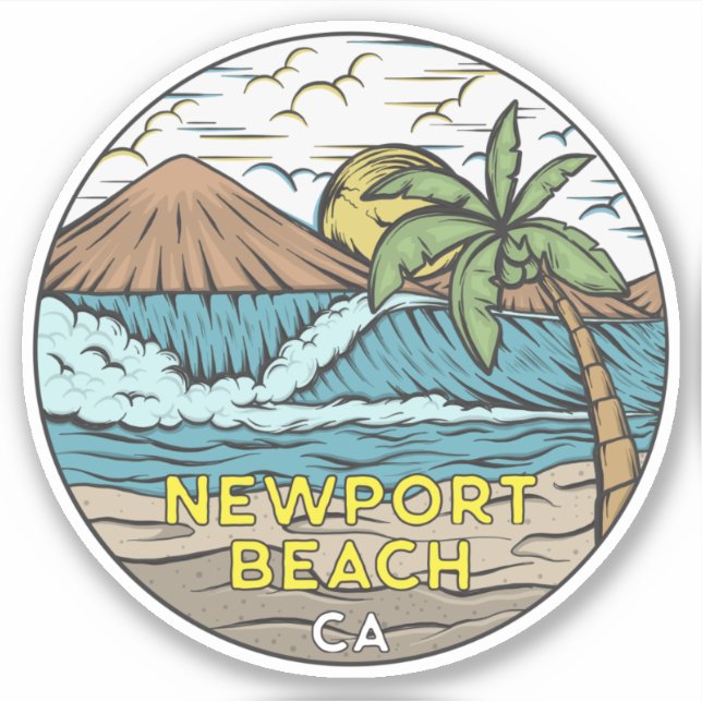 Adesivo Newport Beach California Vintage (Frente)
