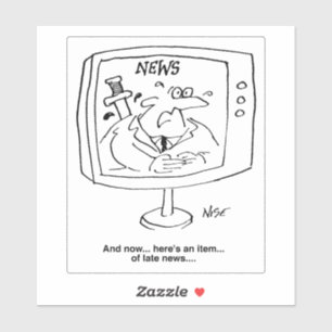 Adesivo Newsreader com notícias atrasadas no Cartoon de T