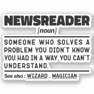 Adesivo Newsreader Noun Radio News Trabalhador Engraçado