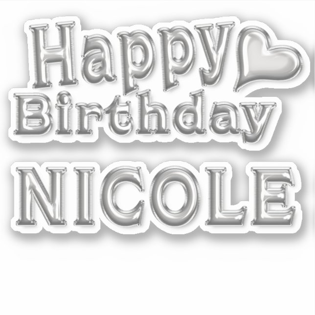 Adesivo Nicole Happy Birthday silver Aufkleber Sticker (Frente)