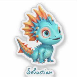 Adesivo Niedlicher Alien-Drache, türkis -