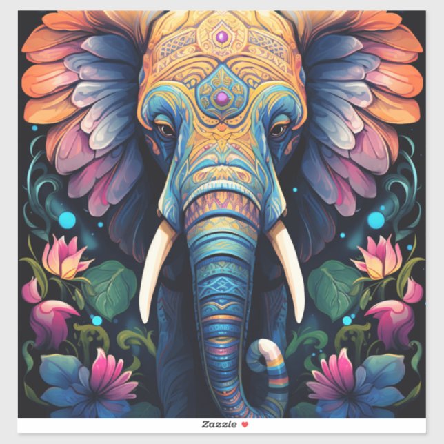 Adesivo Night Blooming Mandala Elephant (Folha)