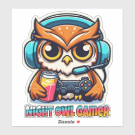 Adesivo Night Owl Gamer Mascot Fun Gaming Illustration