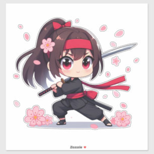 Adesivo Ninja guerreira bonita floresce