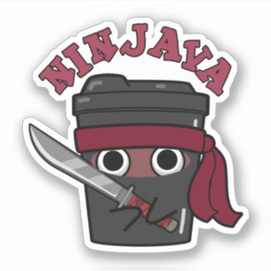 Adesivo Ninjava Cute Ninja Java Coffee Pun Sticker