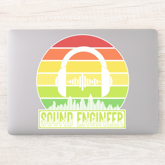 Adesivo Níveis dos fones de ouvido de sistema solar retror (Computador)