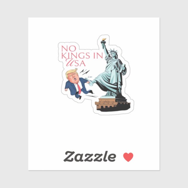 Adesivo No Kings In USA Statue Of Kicking Out Fump Classic (Folha)