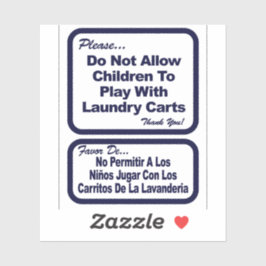 Adesivo 'No Play Laundry Carts' Laundromat Blue Sticker