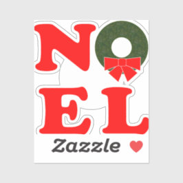 Adesivo NOEL empilhada de letra quadrada com Wreath para O