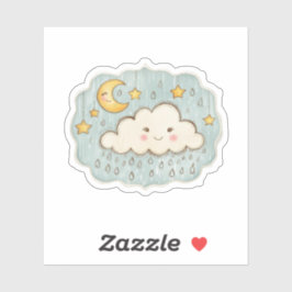 Adesivo Noite chuvosa celestial com lua e estrelas