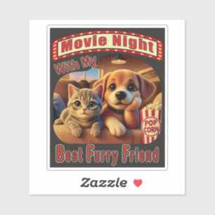 Adesivo Noite de Filme - Melhor Amigo de Furto - Gato e Ca