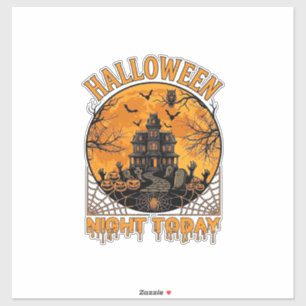 Adesivo Noite de Halloween Hoje Mansão Assombrada Abóboras