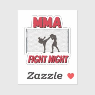 Adesivo Noite de Luta de MMA texto e Silhueta de Dois Luta