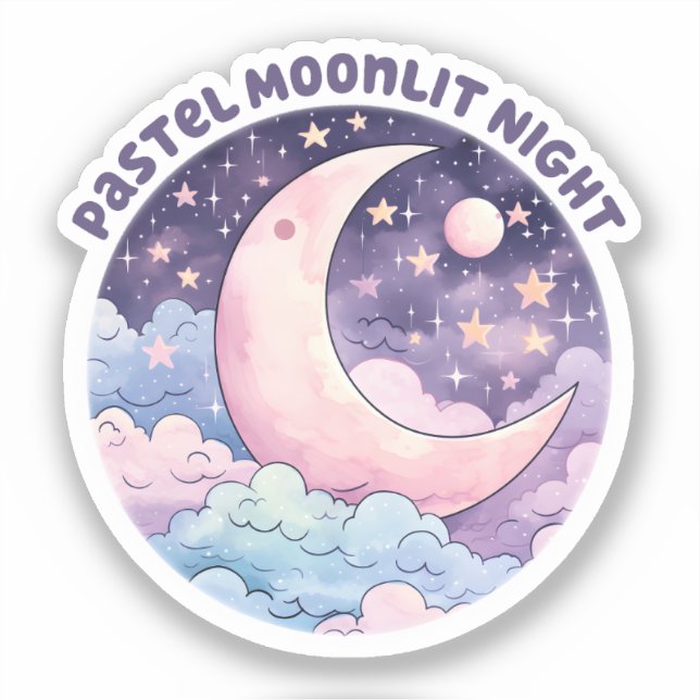 Adesivo Noite de Moonlit Pastel - Lua do Crescente Sonhado (Frente)