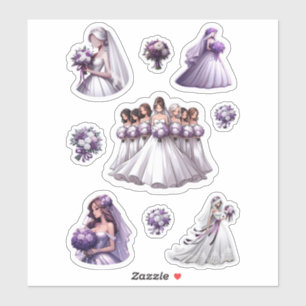 Adesivo Noiva com Buquê de Flores Roxo