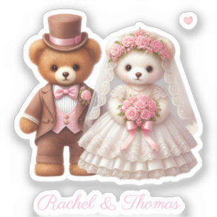 Adesivo Noiva De Ursinho E Nome Personalizado De Casamento