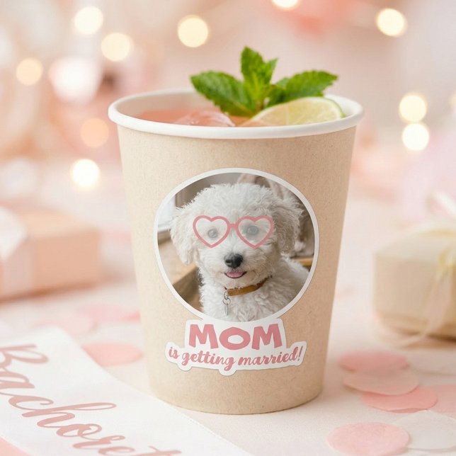 Adesivo Noivas com Cara de Cachorro Lembrancinhas de Fotos (Mom Is Getting Married Funny Dog Photo Bachelorette Party Stickers)