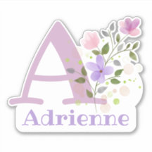 Nome Adrienne e inicial com Floral Design
