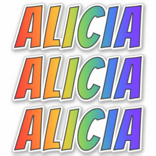 Adesivo Nome "ALICIA" com coloração do arco-íris do