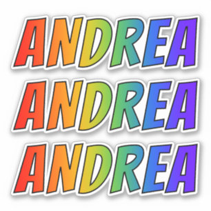 Adesivo Nome "ANDREA" com coloração do arco-íris do