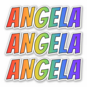 Adesivo Nome "ANGELA" com coloração do arco-íris do