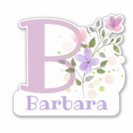 Adesivo Nome Barbara & Initial com Floral Design