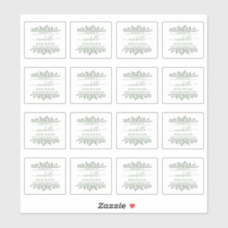 Adesivo Nome Botânico Verde manuscrito por