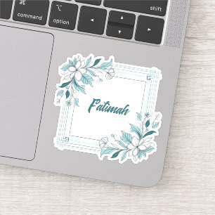 Adesivo Nome Branco e Verde Moderno Mínimo