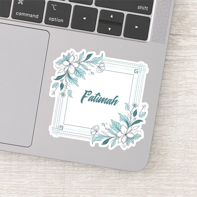 Adesivo Nome Branco e Verde Moderno Mínimo (Detalhe)