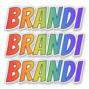 Adesivo Nome "BRANDI" com coloração do arco-íris do