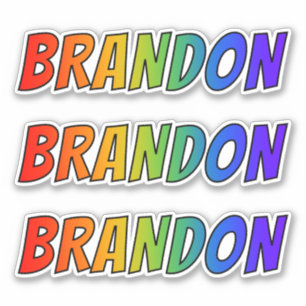 Adesivo Nome "BRANDON" com coloração do arco-íris do