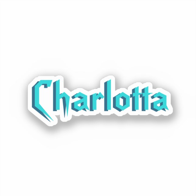 Adesivo Nome Cuztomizado 3D Branco Moderno | Azul-turquesa (Frente)