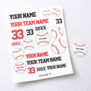 Adesivo Nome da Equipe do Baseball Número Ano / Jogador d