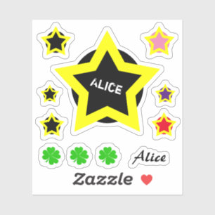 Adesivo Nome da estrela superior e da Alice/Coleta de azar