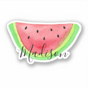 Adesivo Nome da Fatia de Watercolor Watercolor de Verão
