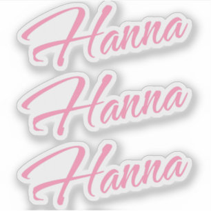 Adesivo Nome da Hanna rosa x3