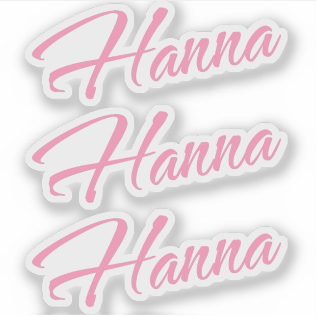 Adesivo Nome da Hanna rosa x3 (Frente)