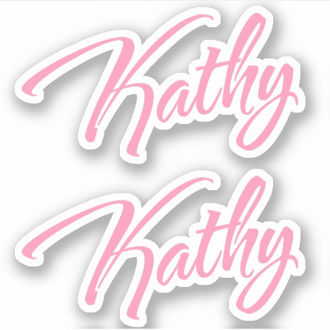 Adesivo Nome da Kathy em rosa x2 (Frente)