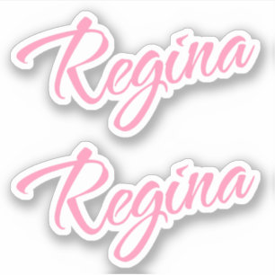 Adesivo Nome da Regina em rosa x2