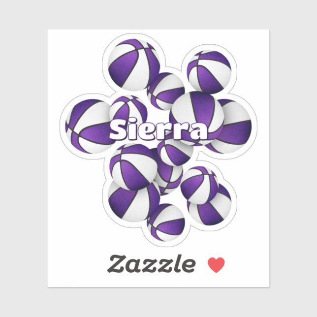 Adesivo nome das crianças na equipe branca roxa cola bolas (Folha)