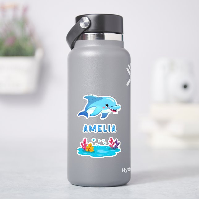 Adesivo Nome de Animais do Mar de Golfinho (HidroFlask)