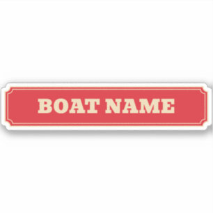 Adesivo Nome de barco estreito personalizado em vermelho