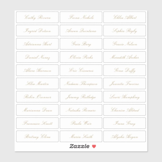 Adesivo Nome de convidado de script elegante clássico de o (Folha)