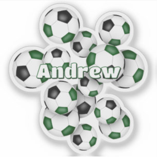 Adesivo nome de crianças bolas de futebol verde preto